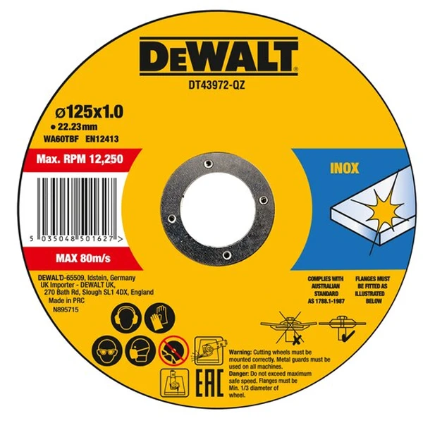 Disque à Tronçonner Inox Dewalt DT43972-QZ 125x1x22,23 Mm - Lot De 10 3 Disque à Tronçonner Inox Dewalt DT43972-QZ 125x1x22,23 Mm - Lot De 10