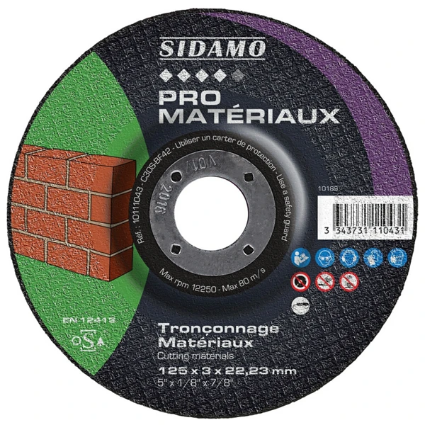 Disque à Tronçonner Pro Matériaux 125 Mm épaisseur 3 Mm Sidamo 10111043 3 Disque à Tronçonner Pro Matériaux 125 Mm épaisseur 3 Mm Sidamo 10111043