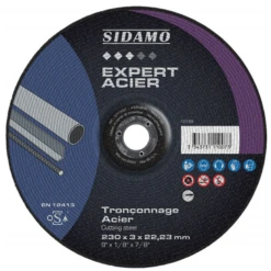 Disque à Tronçonner Acier Centre Bombé Diamètre 230 Mm Sidamo 10111007